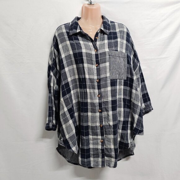 Anthropologie Pilcro The Bo Plaid Relaxed Top Blouse Shirt Size M/L - Picture 3 of 16